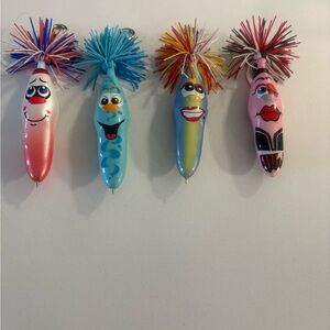 Colorful Smiling Lure Keychain Set - 4 Bright Faces